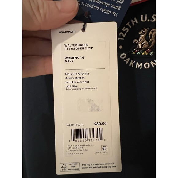 NWT Walter Hagen Women's Medium US Open 1/4 Zip Navy Blue 125th US Open Oakmont - Picture 3 of 5